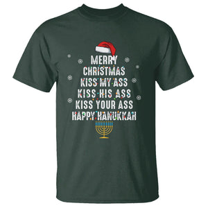 Merry Christmas Kiss My Ass His Ass Your Ass Happy Hanukkah T Shirt TS02 Dark Forest Green Printyourwear