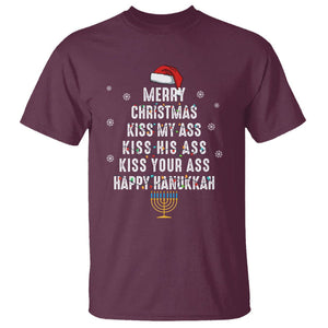 Merry Christmas Kiss My Ass His Ass Your Ass Happy Hanukkah T Shirt TS02 Maroon Printyourwear