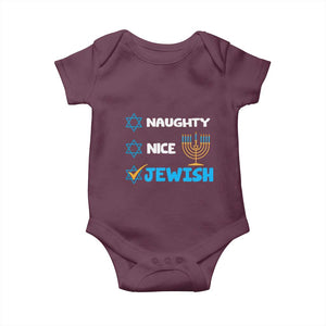 Funny Jewish Hanukkah Baby Onesie Nice Naughty Jewish Menorah Hanukkiah Chanukah Ugly TS02 Maroon Print Your Wear