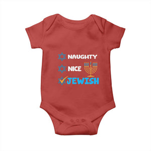 Funny Jewish Hanukkah Baby Onesie Nice Naughty Jewish Menorah Hanukkiah Chanukah Ugly TS02 Red Print Your Wear