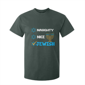 Funny Jewish Hanukkah T Shirt For Kid Nice Naughty Jewish Menorah Hanukkiah Chanukah Ugly TS02 Dark Forest Green Print Your Wear