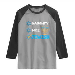 Funny Jewish Hanukkah Raglan Shirt Nice Naughty Jewish Menorah Hanukkiah Chanukah Ugly TS02 Sport Gray Black Print Your Wear