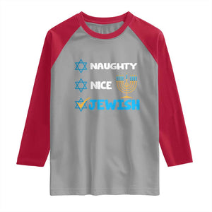 Funny Jewish Hanukkah Raglan Shirt Nice Naughty Jewish Menorah Hanukkiah Chanukah Ugly TS02 Sport Gray Red Print Your Wear