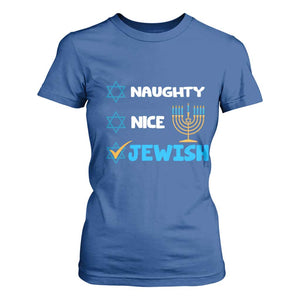 Funny Jewish Hanukkah T Shirt For Women Nice Naughty Jewish Menorah Hanukkiah Chanukah Ugly TS02 Royal Blue Print Your Wear
