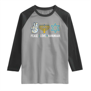 Peace Love Hanukkah Raglan Shirt Retro Chanukah Jewish Menorah Star of David TS02 Sport Gray Black Print Your Wear
