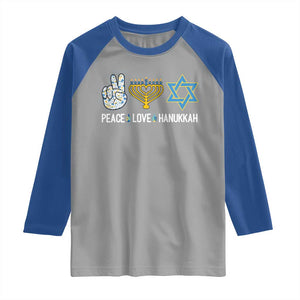 Peace Love Hanukkah Raglan Shirt Retro Chanukah Jewish Menorah Star of David TS02 Sport Gray Royal Print Your Wear