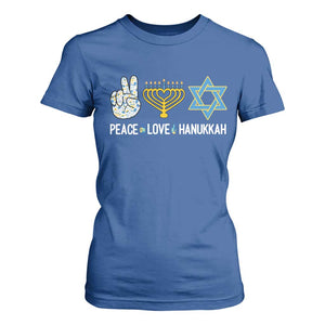 Peace Love Hanukkah T Shirt For Women Retro Chanukah Jewish Menorah Star of David TS02 Royal Blue Print Your Wear