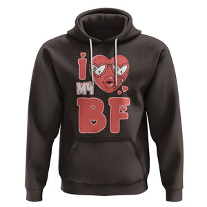 Valentine Matching Couple Hoodie I Love My BF Boyfriend Red Heart for Wife Girlfriend TS02 Dark Chocolate Printyourwear