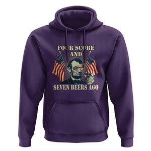 Abraham Lincoln Hoodie Four Score And Seven Beers Ago Funny 4th of July Drinking US Flag TS02 Purple Print Your Wear