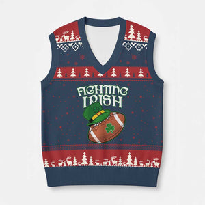 Fighting Irish V-Neck Knit Sweater Vest Football Shamrock St Patricks Spirit Classic Vintage TS02 Navy Red Print Your Wear