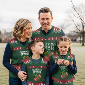 Fighting Irish V-Neck Knit Sweater Vest Football Shamrock St Patricks Spirit Classic Vintage TS02 Red Green Print Your Wear