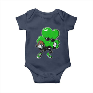 St Patricks Day Shamrock Playing Football Baby Onesie Cute Gift for Sports Lovers TS02 Navy Print Your Wear