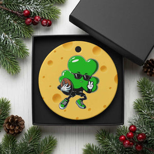St Patricks Day Shamrock Playing Football Ceramic Ornament Cute Gift for Sports Lovers TS02 1pc Yellow Cheese Print Your Wear