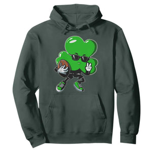 St Patricks Day Shamrock Playing Football Hoodie Cute Gift for Sports Lovers TS02 Dark Forest Green Print Your Wear