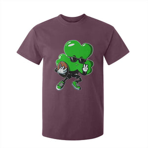 St Patricks Day Shamrock Playing Football T Shirt For Kid Cute Gift for Sports Lovers TS02 Maroon Print Your Wear