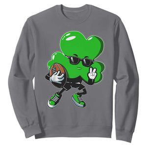 St Patricks Day Shamrock Playing Football Sweatshirt Cute Gift for Sports Lovers TS02 Charcoal Print Your Wear