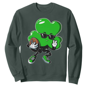 St Patricks Day Shamrock Playing Football Sweatshirt Cute Gift for Sports Lovers TS02 Dark Forest Green Print Your Wear
