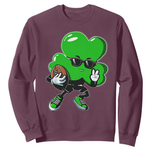 St Patricks Day Shamrock Playing Football Sweatshirt Cute Gift for Sports Lovers TS02 Maroon Print Your Wear