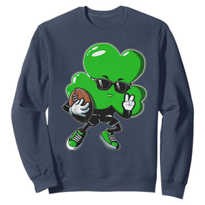 St Patricks Day Shamrock Playing Football Sweatshirt Cute Gift for Sports Lovers TS02 Navy Print Your Wear
