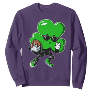 St Patricks Day Shamrock Playing Football Sweatshirt Cute Gift for Sports Lovers TS02 Purple Print Your Wear