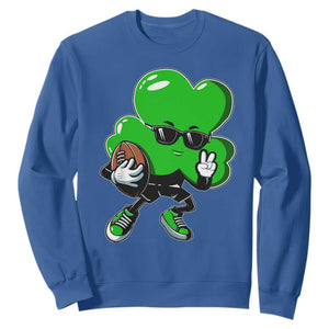 St Patricks Day Shamrock Playing Football Sweatshirt Cute Gift for Sports Lovers TS02 Royal Blue Print Your Wear