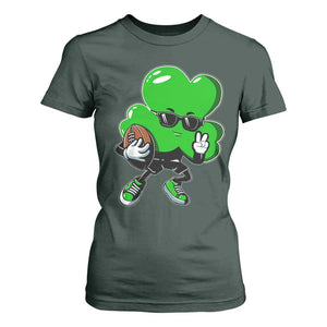 St Patricks Day Shamrock Playing Football T Shirt For Women Cute Gift for Sports Lovers TS02 Dark Forest Green Print Your Wear