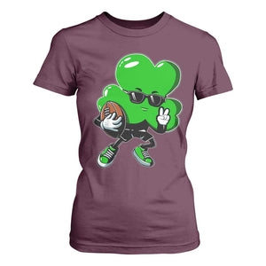 St Patricks Day Shamrock Playing Football T Shirt For Women Cute Gift for Sports Lovers TS02 Maroon Print Your Wear