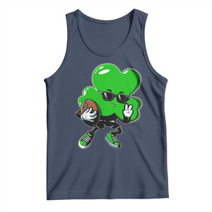 St Patricks Day Shamrock Playing Football Tank Top Cute Gift for Sports Lovers TS02 Navy Print Your Wear