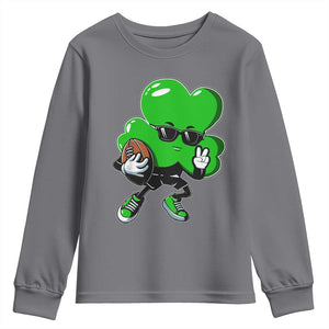 St Patricks Day Shamrock Playing Football Youth Sweatshirt Cute Gift for Sports Lovers TS02 Charcoal Print Your Wear