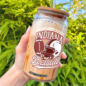 Indiana Pride Football Lover Glass Can Retro IN for Sport Fans TS02 Black Print Your Wear