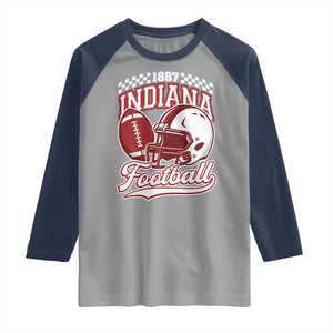 Indiana Pride Football Lover Raglan Shirt Retro IN for Sport Fans TS02 Sport Gray Navy Print Your Wear