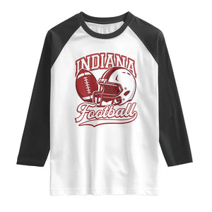 Indiana Pride Football Lover Raglan Shirt Retro IN for Sport Fans TS02 White Black Print Your Wear
