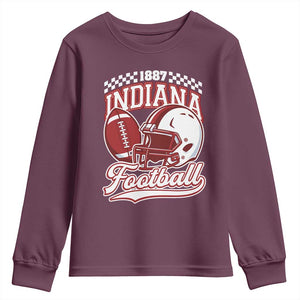 Indiana Pride Football Lover Youth Sweatshirt Retro IN for Sport Fans TS02 Maroon Print Your Wear