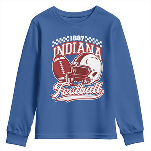 Indiana Pride Football Lover Youth Sweatshirt Retro IN for Sport Fans TS02 Royal Blue Print Your Wear