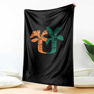 Vintage Classic 90s Miami Palm Trees UM Throw Blanket Tropical Game Day Football Fan TS02 Print Your Wear