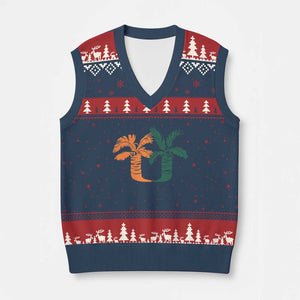 Vintage Classic 90s Miami Palm Trees UM V-Neck Knit Sweater Vest Tropical Game Day Football Fan TS02 Navy Red Print Your Wear