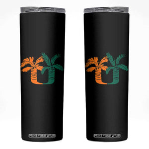 Vintage Classic 90s Miami Palm Trees UM Skinny Tumbler Tropical Game Day Football Fan TS02 Black Print Your Wear