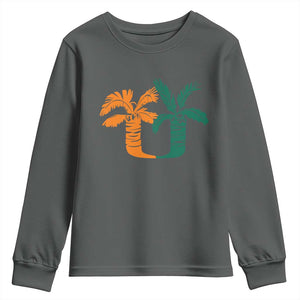 Vintage Classic 90s Miami Palm Trees UM Youth Sweatshirt Tropical Game Day Football Fan TS02 Dark Heather Print Your Wear