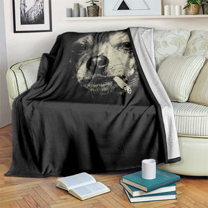 Funny Chihuahua Smoking Cigarette Meme Throw Blanket Gritty Ironic Dog Graphic for Dark Humor Lovers TS02 Print Your Wear