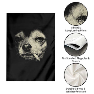 Funny Chihuahua Smoking Cigarette Meme Garden Flag Gritty Ironic Dog Graphic for Dark Humor Lovers TS02 Print Your Wear