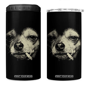 Funny Chihuahua Smoking Cigarette Meme 4 in 1 Can Cooler Tumbler Gritty Ironic Dog Graphic for Dark Humor Lovers TS02 One Size: 16 oz Black Print Your Wear