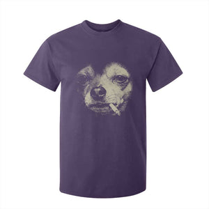 Funny Chihuahua Smoking Cigarette Meme T Shirt For Kid Gritty Ironic Dog Graphic for Dark Humor Lovers TS02 Purple Print Your Wear