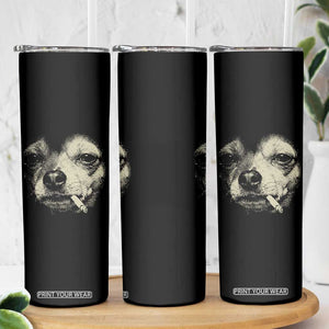 Funny Chihuahua Smoking Cigarette Meme Skinny Tumbler Gritty Ironic Dog Graphic for Dark Humor Lovers TS02 Print Your Wear