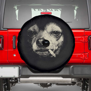 Funny Chihuahua Smoking Cigarette Meme Spare Tire Cover Gritty Ironic Dog Graphic for Dark Humor Lovers TS02 Black Print Your Wear