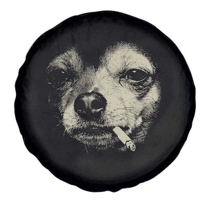 Funny Chihuahua Smoking Cigarette Meme Spare Tire Cover Gritty Ironic Dog Graphic for Dark Humor Lovers TS02 Print Your Wear