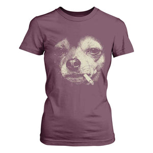Funny Chihuahua Smoking Cigarette Meme T Shirt For Women Gritty Ironic Dog Graphic for Dark Humor Lovers TS02 Maroon Print Your Wear