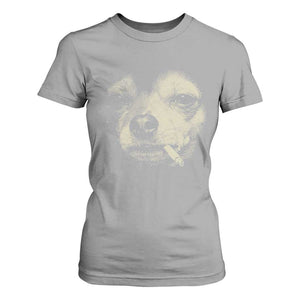 Funny Chihuahua Smoking Cigarette Meme T Shirt For Women Gritty Ironic Dog Graphic for Dark Humor Lovers TS02 Sport Gray Print Your Wear