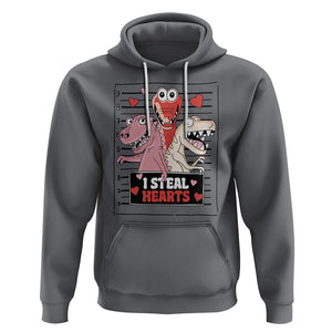 Funny Valentine Hoodie Dinosaur Mugshot I Steal Hearts TS02 Charcoal Printyourwear