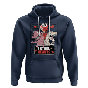 Funny Valentine Hoodie Dinosaur Mugshot I Steal Hearts TS02 Navy Printyourwear