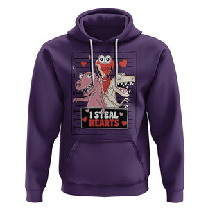 Funny Valentine Hoodie Dinosaur Mugshot I Steal Hearts TS02 Purple Printyourwear